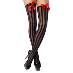 Black Thigh High with Red Bows